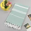 Striped Cotton Turkish Sports Bath Towel Travel Gym Camping Bath Sauna Beach Towel with Tassels Absorbent Easy Care Towels