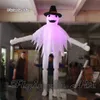 Halloween Parade Performance Lighting Inflatable Ghost Puppet 3.5m Height Walking White Ghost Costume For Night Party Decoration