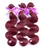 Top Grade VIP Beauty Hair Billiga 99J Virgin Brasilian Body Wave Hair Extension 3pCs Vin Röd 99J Hår Burgundy Weave 8-32INCH 100G / PS