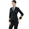 Havayolu Üniforma Suit Kadın Pilot Yüzbaşı Üniforma Kadın Şapka + Coat + Pantolon Hava Seyirci Otel Satış Müdürü Profesyonel Giyim
