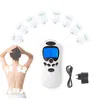 Engelska eller ryska Dual Channel 2 i 8 TENS-enhet Elektronisk terapi Body Neck Massager Pulse Meridian Machine Muscle Stimulator