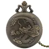 Bronze retro Chinese Dragon Design Quartz FOB Pocket Watch met kettingketen Reloj de Bolsillo