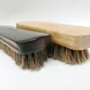 Escova Natural cabelo cavalo cerdas para engraxar os sapatos de couro polonês em madeira maciça animais poeira doméstica lustrando limpeza ferramenta Grande