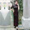 Autentico tradizionale vecchio stile cinese di Shanghai retrò lungo ed elegante di grandi dimensioni madre Xi suocera festival cheongsam velluto dorato