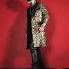 الرجال مخصص الذهب الترتر الحلل الطويلة أزياء ضئيلة معطف المد الذكور المغني المضيف المرحلة الأداء الملابس ملهى ليلي DS الملابس زي