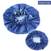 Mama en ik Satin Bonnet Double Layer Vrouwen Nacht Slapend Cap Kinderen Hoofdomslag Haaraccessoires Omkeerbare zijdeachtige motorkap