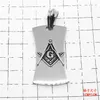 Högpolerat rostfritt stål Silver Masonic Emblem Gratis Mason Pendants Freemasonry Square Compass Signet Signs Halsband Hängsmycke Smycken