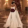 2020 élégant robe de mariée en dentelle perlée avec un train détachable à l'épaule sirène robe de mariée applique robe de mariée en satin ivoire