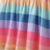 Bebek Kız Giydirme Gökkuşağı Çizgili Kız Elbise Fly Kol Çocuk Sundress Butik Prenses Kostüm Yaz Çocuk Giyim DW5288