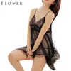 Elover Kadınlar Sexy Lingerie Dantel Babydoll Chemise Porno Seks Iç Çamaşırı Elbise Şeffaf Haltter Erotik Lingerie Seksi Kostümleri T190625