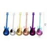 7 colors Stainless steel guitar spoons rainbow coffee & tea spoon flatware drinking tools candy creative accessories