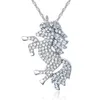 Cristal Licorne Pendentif Collier Argent Or Rose Chaîne Design De Mode Plein Strass Cheval Animal Femmes Fête De Noël Bijoux Beau Cadeau D'anniversaire pour Dame