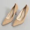 Femmes talons hauts femmes chaussures dames pompes solide coloré sans lacet bout pointu marque robe chaussures de mariage