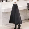 Skirts Winter Women's Wool Maxi With Belt 2021 Fashion Vintage Woolen Skirt Female Streetwear Casual Saia Longa Wine Red