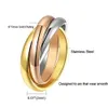 Partihandel-Rose Gold / Silver Triple Circle 3 i 1 Titanium Steel Triple Ring Tre Mix Color 3 Ring Set Kvinnor Bröllop Engagement Ring Bands