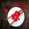 100Pairs Traditionell kinesisk röd dubbel lycka ätpinnar bröllop drake phoenix trä ätpinnar
