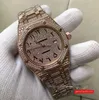Relógios de Pulso dos homens de Diamante Completo Rose Gold Diamond Aço Inoxidável Boutique Moda Relógios Arabian Dial Automatic Diamond Watch