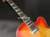 RIC 330 6 Строки Cherry Sunburst Seam Semi Hollow Body Electric Гитарная Глянцевая Глянцевая Лак Палисандр Партнер, Привязка шахмата, Золотой Пиквар