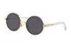 Óculos de sol de designer de atacado para mulheres óculos de chifre de búfalo masculinos sem aro com lentes redondas óculos de sol de búfalo de metal dourado com estojo de caixa