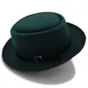 Pork Pie Hoed Voor Vrouwen Mannen Met Mode Leer Voor Papa Wol Platte Fedora Voor Lady Gambler Trilby Hoed maat 58CM5334615