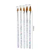 5pcs / set 11/13/15/17 / 19mm Nail Art Crystal Brush UV Gel Builder Målning Dotting Pen Carving Tips Manicure Salon Verktyg Hhaa138