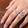 Couple Rings Luxury Jewelry 925 Sterling Silver Round Cut White Topaz CZ Diamond Gemstones Party Women Wedding Bridal Ring For Lovers' Gift