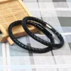 2019 Novo Design Bangle Jewelry preto clássico couro genuíno Pulseiras Top Quality simples botão Jóias aço inoxidável para homens