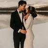 Gorgeous Mermaid Modest Dresses Full Lace Appliqued Long Sleeve Bridal Gowns Jewel Neck Sweep Train Wedding Dress