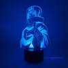 Naruto Kakashi Minato Uchiha Sasuke Modeling Night Light 7 Färg Byte LED Kids Bedside Fixtures 3D Visual Anime USB Desk Lamp7813686