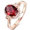 18K Rose Gold Red Crystal Pierścienie dla kobiet femme rubinowy kamień szlachetny cyrkon Diamond Party Fashion Biżuteria Bożego Narodzenia 9188215