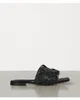 женская подпись тканые кожаные мулы скольжения на открытом носу квадратный носок плоские тапочки размер евро 35-42