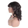 Lös våg peruk med genomskinlig bang # 2 mörkbrun humanhair spets frontwig kort mänskliga hår peruker