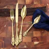 Coltelli da pranzo da pneli da posate oro oro occidentale vintage Forksuoni da cucchiaio set di stoviglie di lusso dora