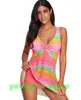 Discount Large big plus girl Bikinis set beach V-neck open back swimwear lace cut out cover belly sexy print one piece skirt large yakuda