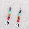 Moda 7 Chakra Beads Brinco Pendurado OM Símbolo Hindu Coração Coruja Brincos Longos em Forma de Coruja para Mulheres Jóias de Energia Yoga Atacado