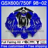 Corps pour SUZUKI GSXF 750 600 GSXF750 1998 1999 2000 2001 2002 292HM.60 GSX 600F 750F bleu brillant nouveau KATANA GSXF600 98 99 00 01 02 Carénage