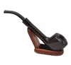 Classical solid wood handicraft pipe with retro long-pole bending and circled Photinia wood removable pipe