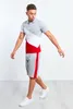 2020 새로운 남성 스트라이프 바느질 운동복 힙합 남성의 근육 운동 의류 유럽과 미국 스타일의 남성 폴로 셔츠 한 벌 크기 M-3XL