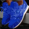 Luxo Mulheres Designer Sapatos Preto Azul Lantejoulas Runner Sneaker Chic Lace-Up Liso Confortável Trainers Party Sapatos Casuais