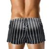 Novos Homens Listrado Pijamas Shorts Hombre Casual Home Home Sleepwear Masculino Sleep Boxer Bottoms Bottoms Lounge Underwear Atacado e Varejo