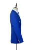 Royal Blue Groom Tuxedos Double-Breasted Mannen Bruiloft Tuxedos Peak Revers Jacket Blazer Populaire Mannen Diner / Darty Pak (Jas + Broek + Tie) 1220