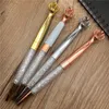 NEW Diamond Crown Ballpoint Pens Classical Color Rosegold Silver Gold Metal Pen with Bling Little Crystal Student Writing Gift1923646