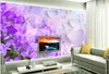 3D purple dream lilac flower TV background wall decoration painting modern living room wallpapers9983698