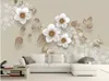 Anpassad väggmålning Bakgrund 3d Mjukt Magnolia Handmålade noggrann blomma och lyxig väggpapper Hotell Vardagsrum TV Bakgrund Murales de Pared