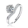 Anneaux de mariage Bague de couronne réglable pour femmes 1CT Moissanite 925 Sterling Silver Diamond Ring11