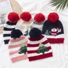 Fashion-Christmas Kids Knitting Santa Hat Varm Vinter Barn Xmas Gratis Snowflake BeanOutdoor Baby Ski Caps TTA2021-2