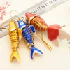 10pcs 5.5cm 8.5cm Vivid Sway Enamel Koi Fish Cute keychain Charms Lucky Fish Key chain Pendant with box Women Men Favor Gifts