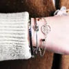 4PC / set Silver Enkel ananas Trä Tassel Bangle Armband för kvinnor Smycken Gift