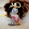 Iced Out 3D Animal Owl Pendant Halsband Mens Kedja Micro Pave Cubic Zirconia Animal Hip Hop Smycken Kvinnor Present