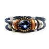 Nyaste 12 Zodiac Sign Charm Armband för kvinnor Män Vintage Horoskop Hobby Multi Layered Leather Wrap Bangle Mode Smycken